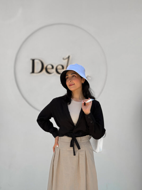 شومیز کراپ جلو گره زنانه لینن به رنگ قهوه‌ای - پوشاک تابستانه کیلیک