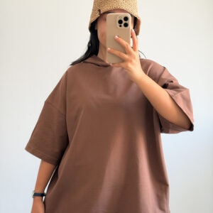 تیشرت باکسی کلاه‌دار زنانه - کیلیک