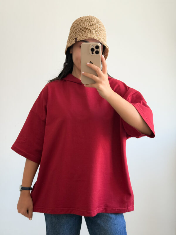 تیشرت باکسی کلاه‌دار زنانه - کیلیک