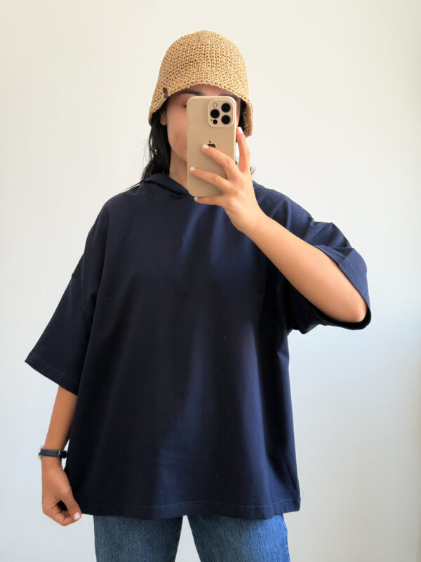 تیشرت باکسی کلاه‌دار زنانه - کیلیک