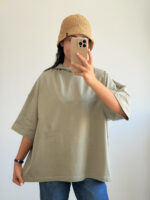 تیشرت باکسی کلاه‌دار زنانه - کیلیک