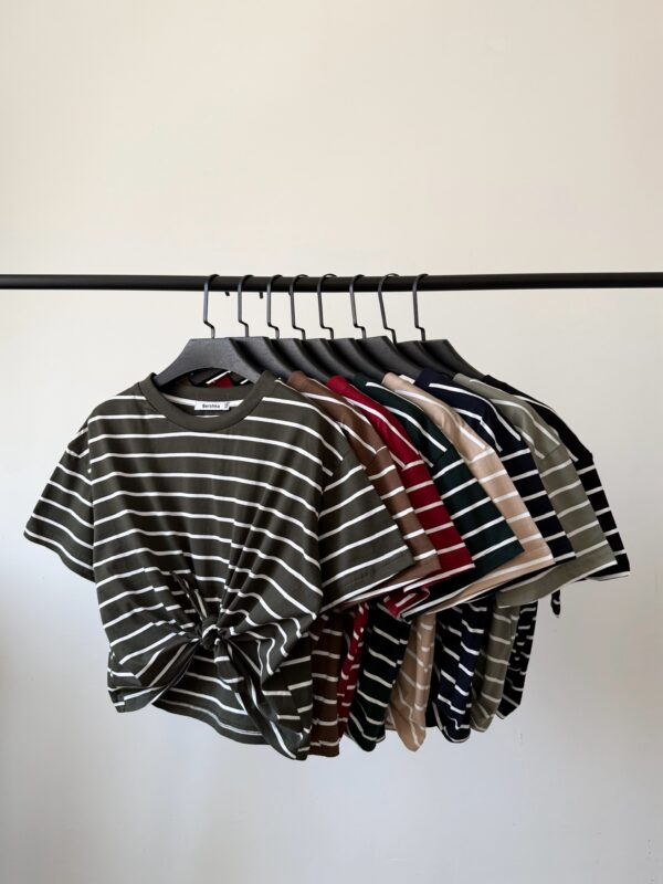 IMG_1242 تیشرت جلو گره راه راه زنانه - کیلیک